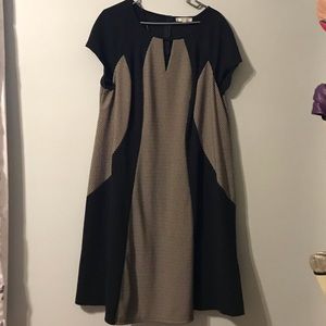 Black and Tan Keyhole Neckline Dress